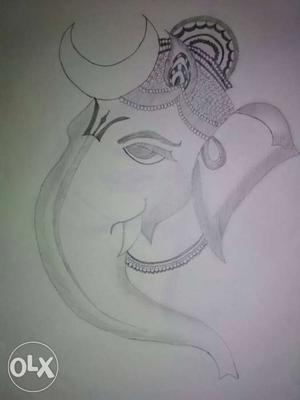 Pencil sketch of lord ganesha on A4 sheet