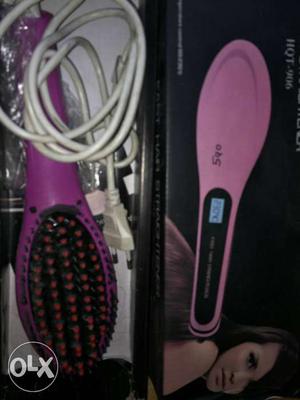 Pink Hair Straightening Brush With Box