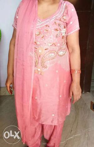 Pink partywear suit with salwar and dupatta. size