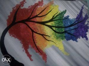 Rainbow Colored Tree Illustration
