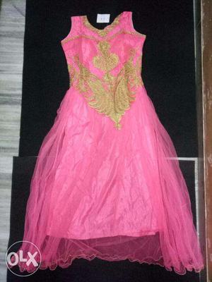 Romantic florescent Pink colour 3 piece dress