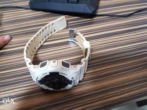 Round Black And White Casio G-Shock Watch