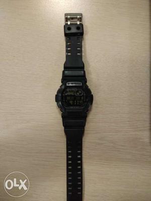 Round Black Casio G-Shock Digital Watch With Black Band