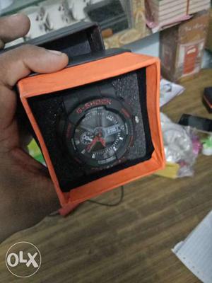 Round Black Casio G-Shock Digital-chronograph Watch With