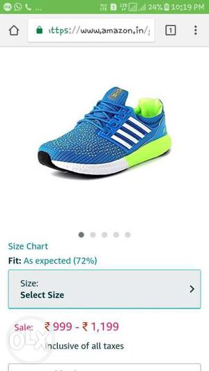 Unpaired Blue And White Adidas Running Shoe