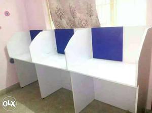 White And Purple Wooden Cubicle