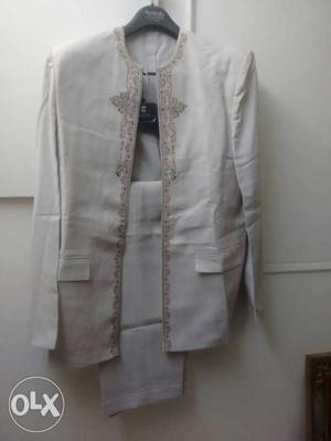 White Long-sleeve Suit And Pants Set