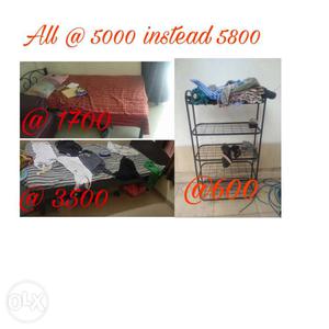 Wooden bed with mattress at , Iron bed with