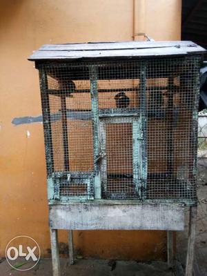Black And Gray Metal Pet Cage