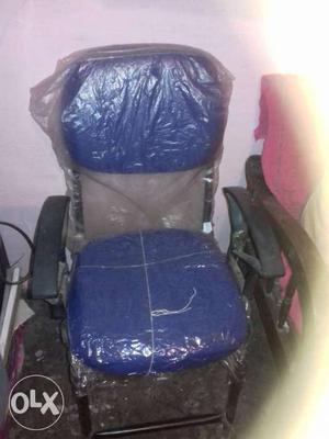 Blue And Black Leather Padded Armchair
