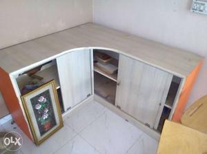 Brown And Orange Wooden Corner Cabinet