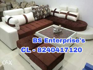 Brown And White Sectional Couch ADS