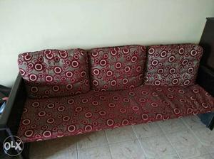 Brown Wooden Based With Red Pad including both sofa