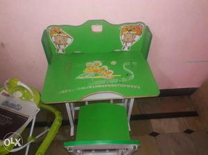 Green Wooden Table With Chair