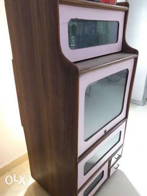 Multy purpose White And Brown Wooden TV cabinet