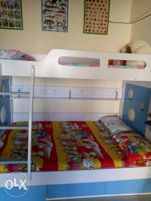 White And Teal Bunk Bed
