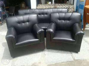 5 piece Black italian art leather Sofa Set