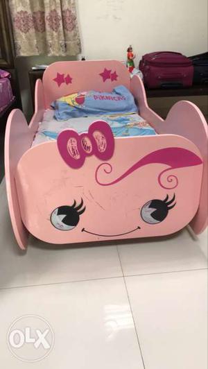 Baby's Pink Bed Frame With Mattress