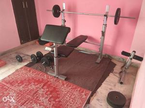 Bench press with 80 kg weight and Dumble set