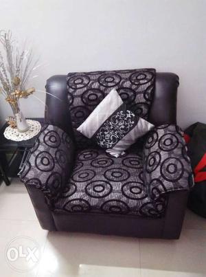 Black And Gray Velvet Armchair