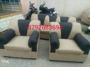 Black And Grey Fabric Sofa Chairs