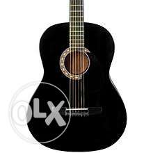 Black color guitar with black cover
