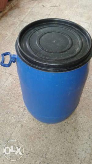 Blue And Black Plastic Drum