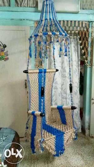 Brown And Blue Hanging Chair