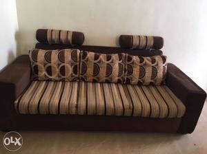 Brown Fabric 3+1+1 seat Sofa with head and back rest