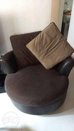Brown Leather Cuddle Chair