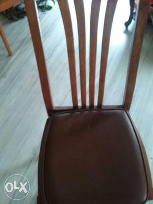Brown Wooden Framed Brown Leather Padded Chair