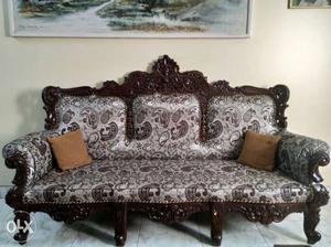 Gray And Brown Wooden sofa