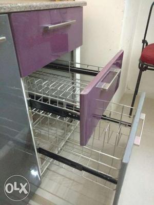 Kitchen cabinet with 3 SS trolley