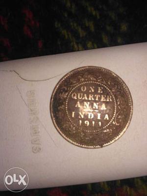One Quarted Anna India Coin