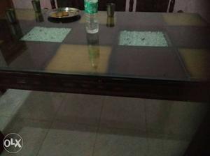 Rectangular Brown Wooden-top Dining Table