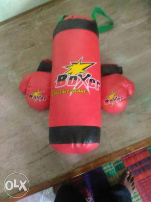 Red, Yellow And Black Boxer kids weight Bag With Pair Of
