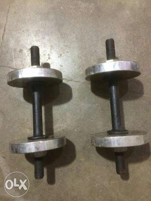 Two Black-and-gray Dumbbells 14 kg