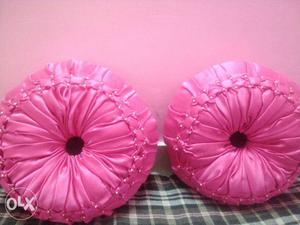Two Pink Satin Throw Pillows