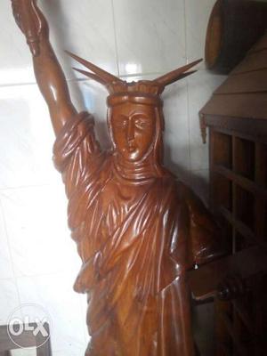 Antique teak wood statue of library good