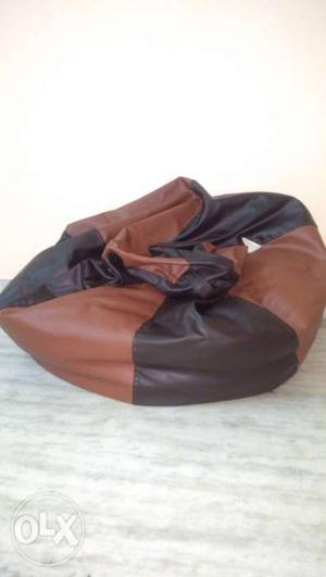 Brown And Black Leather Bean Bag