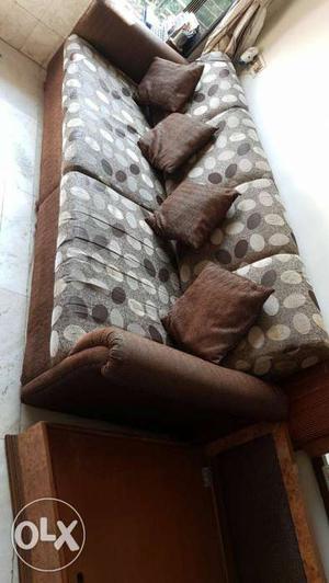 Brown, And Gray Polkadots Couch in excellent condition