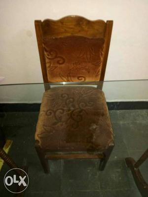 Brown Wooden Framed Velvet Padded Chair