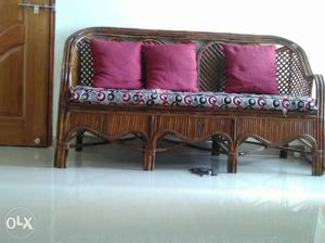 Cane sofa 3+1+1 with cane tea table