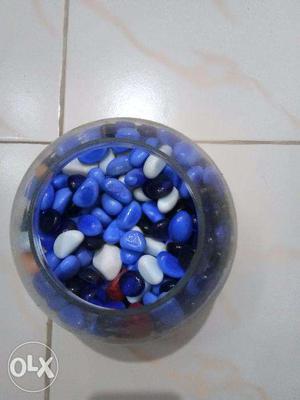 Fish bowl with fashionable stones with a good condition