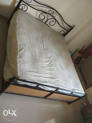 Iron metal queen size bed with storage
