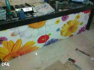 Multicolored Floral Wooden Desk