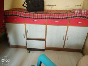 Red And Gray Wooden Storage Bed