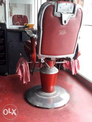 Red And Stainless Steel Barbers Chair