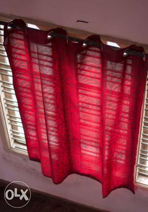 Red Floral Window Curtain