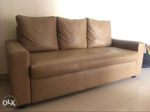 Stylish 3 seater faux leather sofa